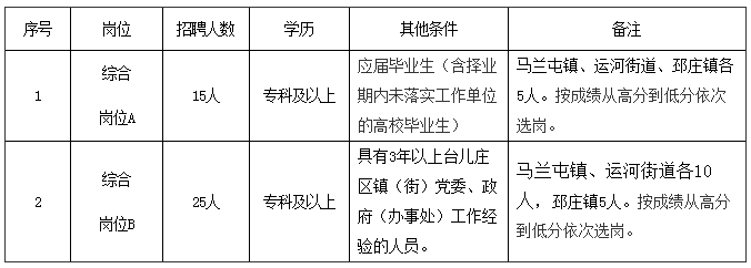 2023年山东枣庄市台儿庄区招聘城市社区工作者40人简章